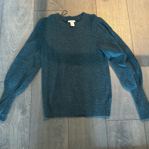 XS Shimmer Fuzzy Teal Sweater - Picture 2 of 8